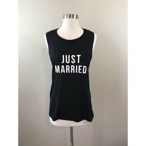 Bella Canvas Just Married Black Womens Muscle Tank White Vinyl Sleeveless Medium
